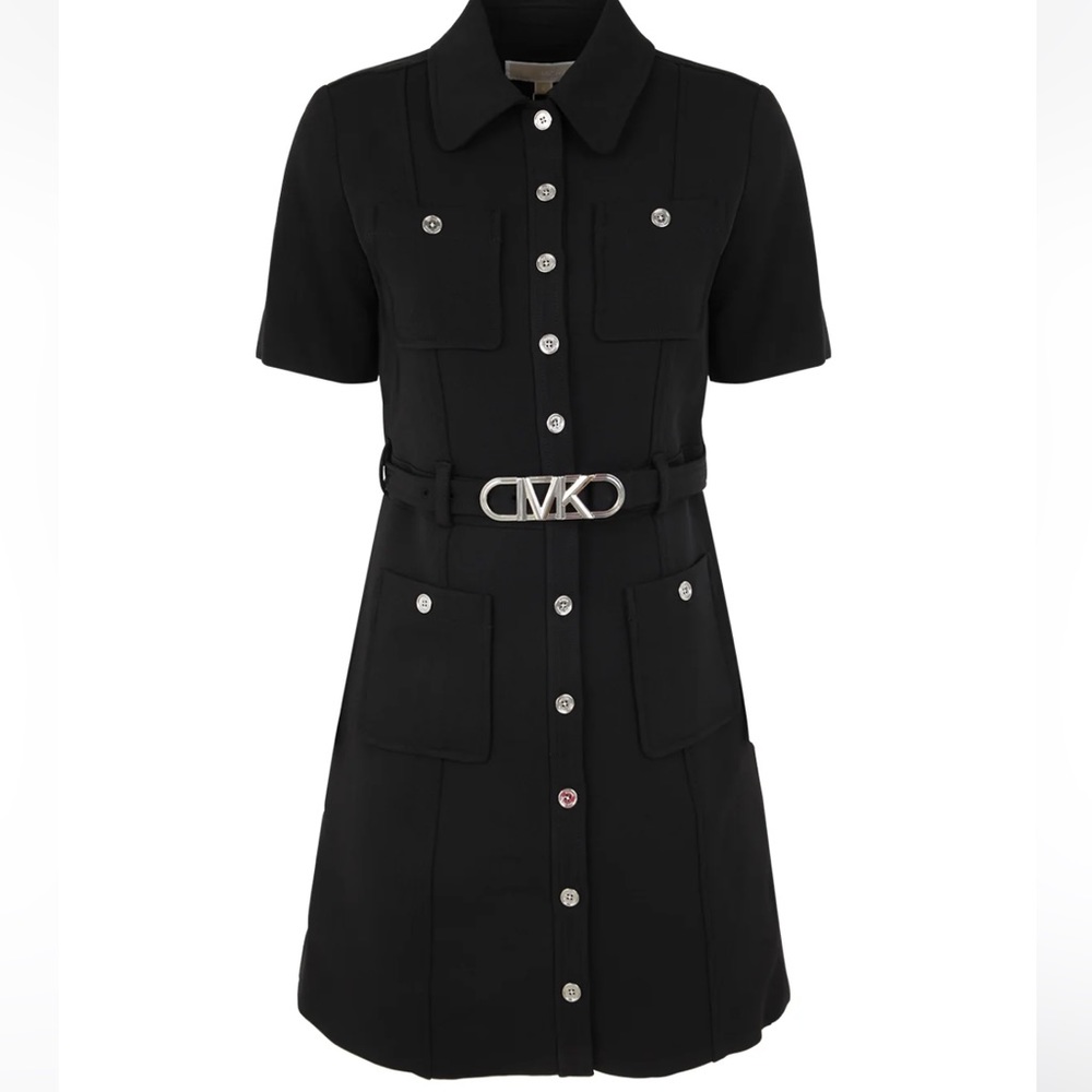 Michael Michael Kors Stretch Creped Belted Utility Dress
